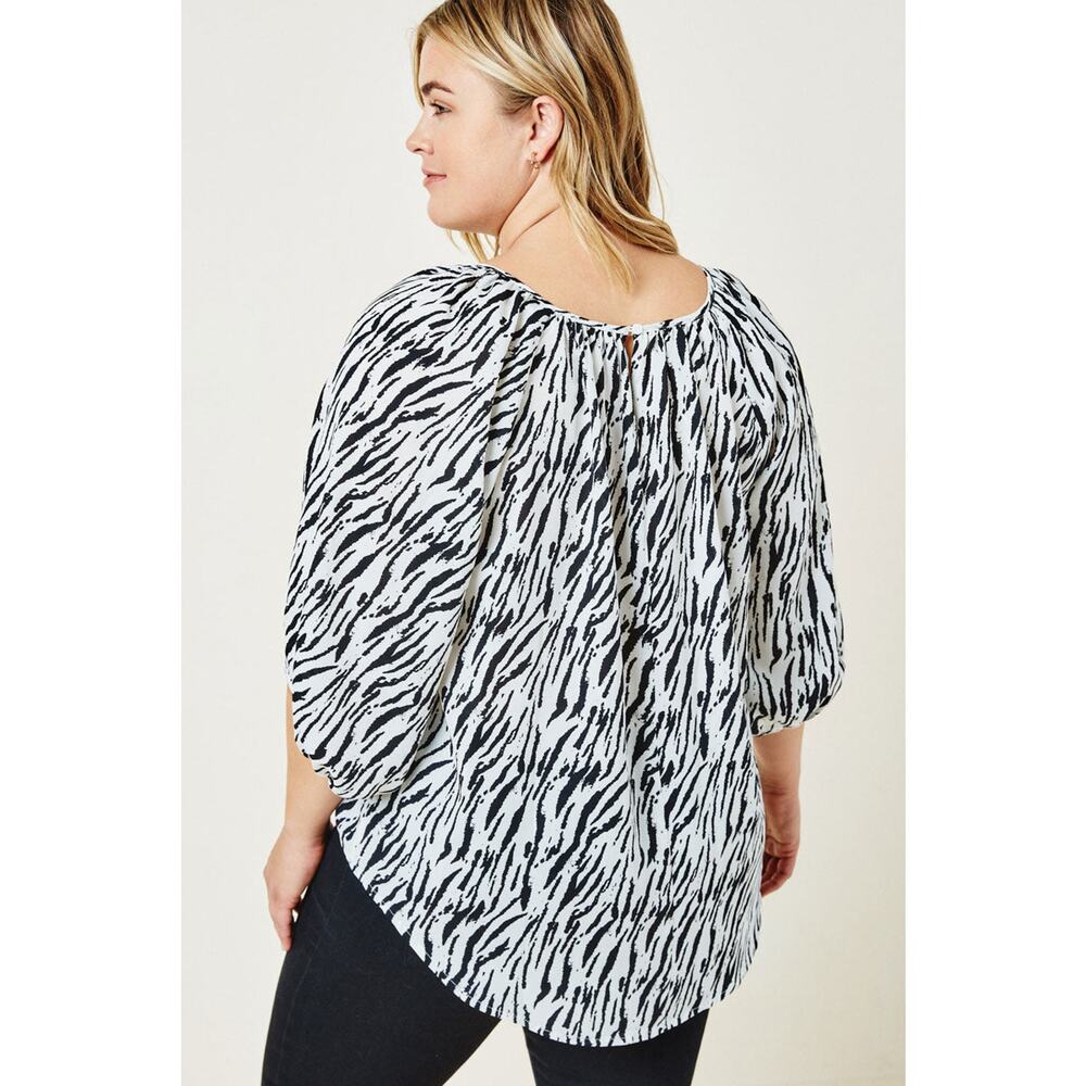HAYDEN Zena Plus Zebra Front Tie Career Keyhole Blouse NEW Plus Size 3XL - Picture 3 of 5